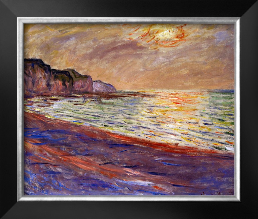 BEACH AT POURVILLE, SUNSET, 1882 - Claude Monet Paintings